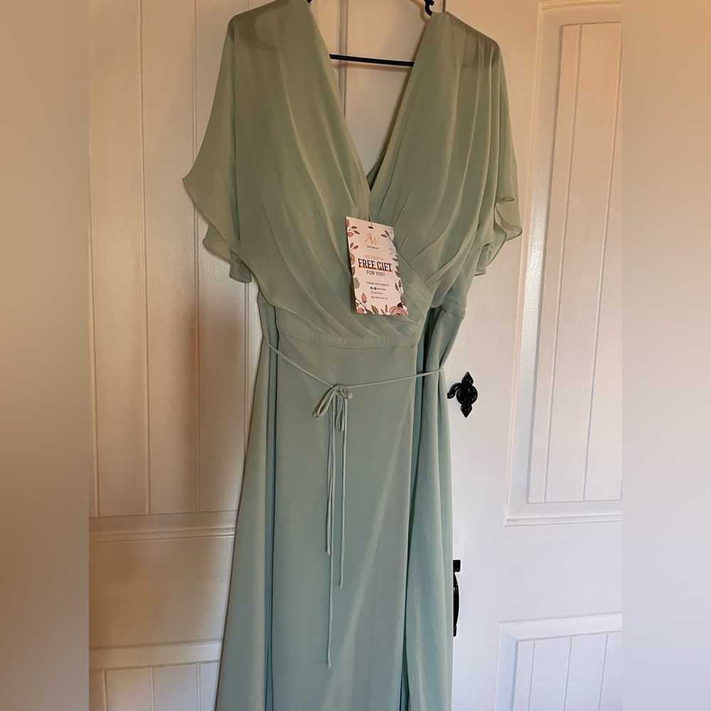 Size 28, Evening Gown, Awbridal, light sage